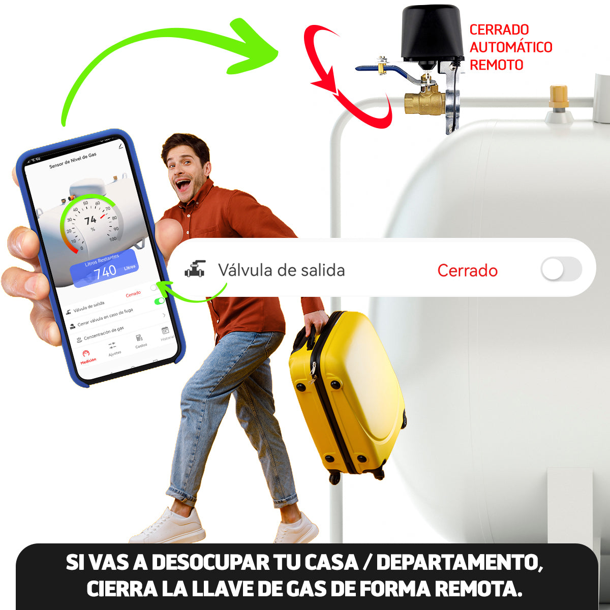 Sensor Inteligente de Gas para Tanques Estacionarios con App y electroválvula | IOT-GASSENSORV