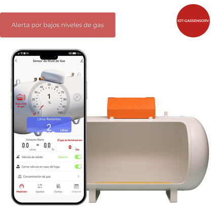 Sensor Inteligente de Gas para Tanques Estacionarios con App y electroválvula | IOT-GASSENSORV