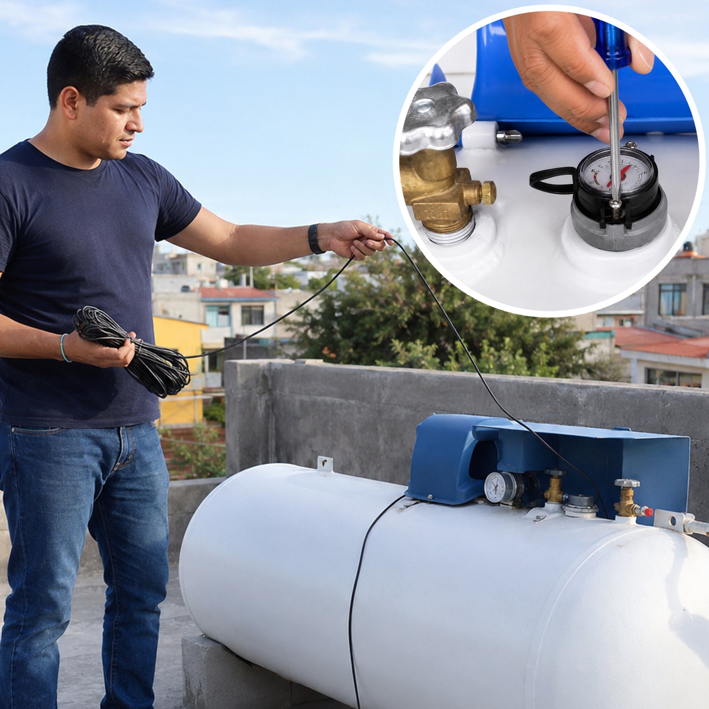 Medidor de gas LP para tanque estacionario sin Wifi Tiempo Real | EASY-GASPRO