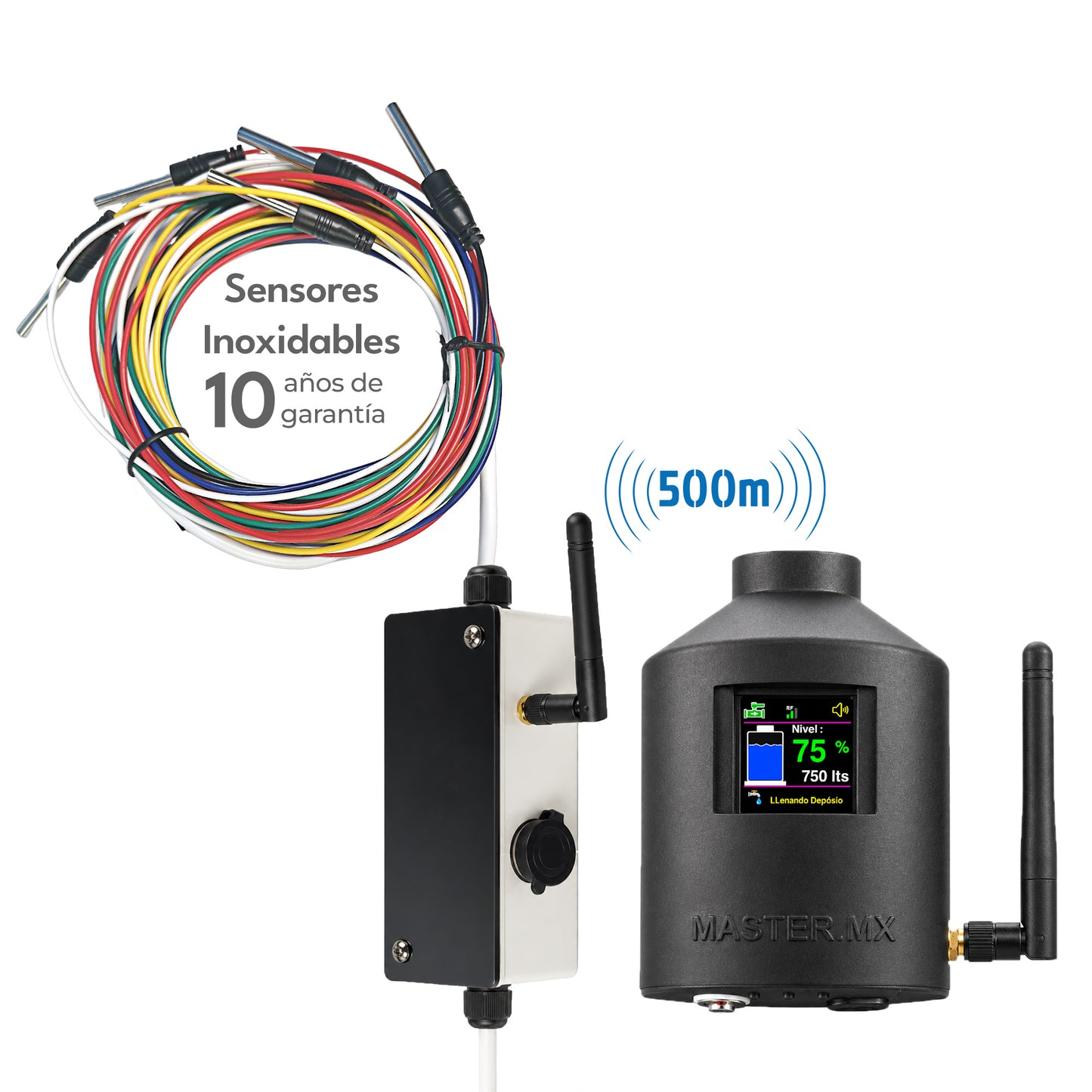 Medidor y sensor inteligente de nivel de agua para tinacos, cisternas y depósitos de agua, WiFi con App, Alertas de Desabasto, Desborde y Llegada de Agua | CONNECT-WATERPRO
