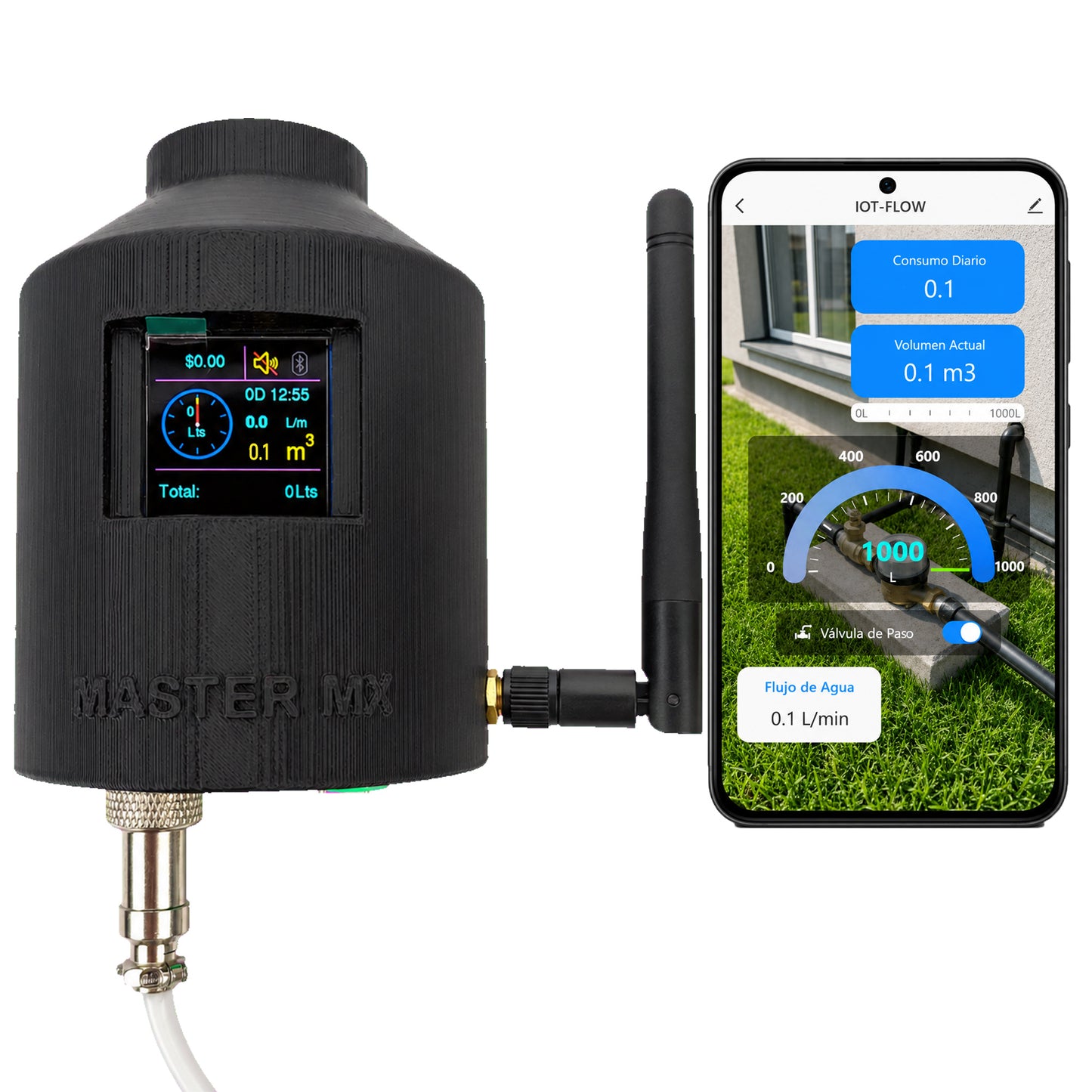 Medidor Sensor Consumo Agua Tinaco Cisterna WiFi | Caudalímetro | Mide litros, Metros Cúbicos y Costo en Dinero | Tiempo Real | App IoT | Hogar y Negocio | Dias de Consumo CONNECT-FLOW