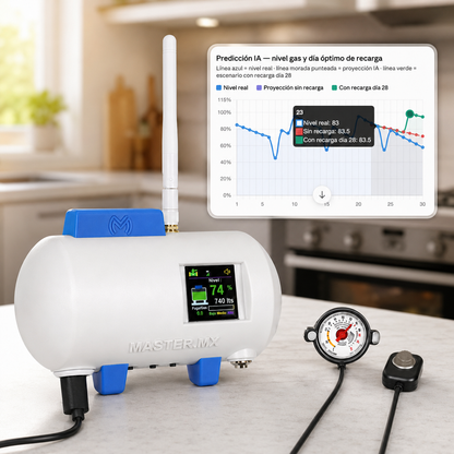 Sensor medidor inteligente para tanque de gas LP estacionario | Mide nivel de gas y detecta fugas | CONNECT-GASPRO