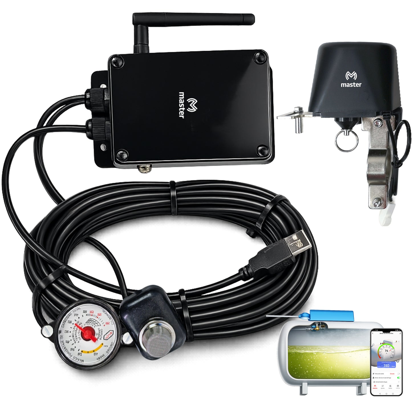 Sensor Inteligente de Gas para Tanques Estacionarios con App y electroválvula | IOT-GASSENSORV