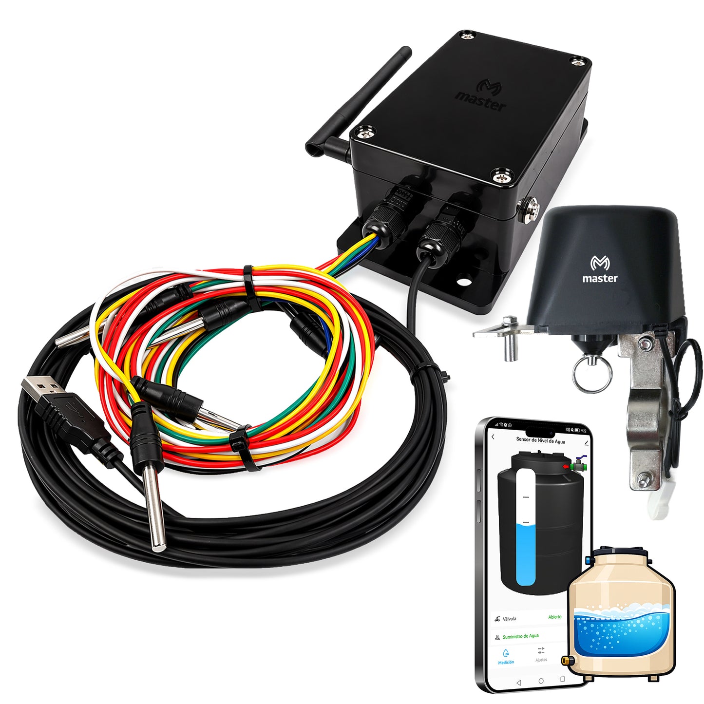 Sensor Inteligente de Nivel de Agua para Tinaco App+Electroválvula | App y Alexa – IOT-WATERV